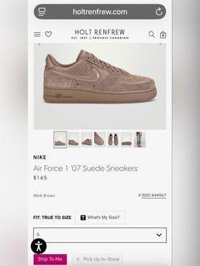 Nike Air Force 1 '07 Suede Sneakers - Mink Brown size 5,5